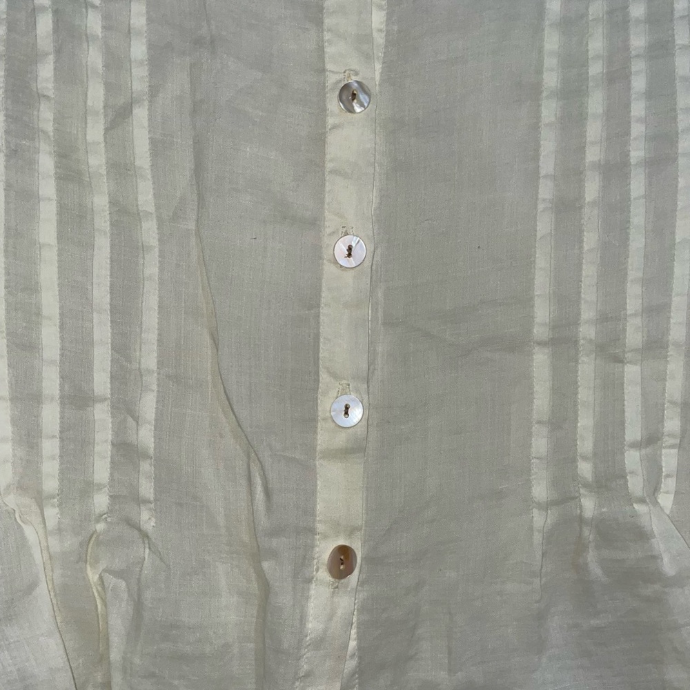 Women's Kleen Butter Yellow 100% Linen Made in USA Button Down Shirt - Picture 6 of 9